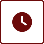 Dark red clock icon with white background, perfect for All American Flooring promotions.